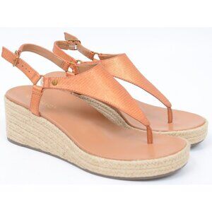 Vionic Kirra Leather Ankle Strap Jute Orthaheel Wedge Sandal Thong Flip Flop NEW